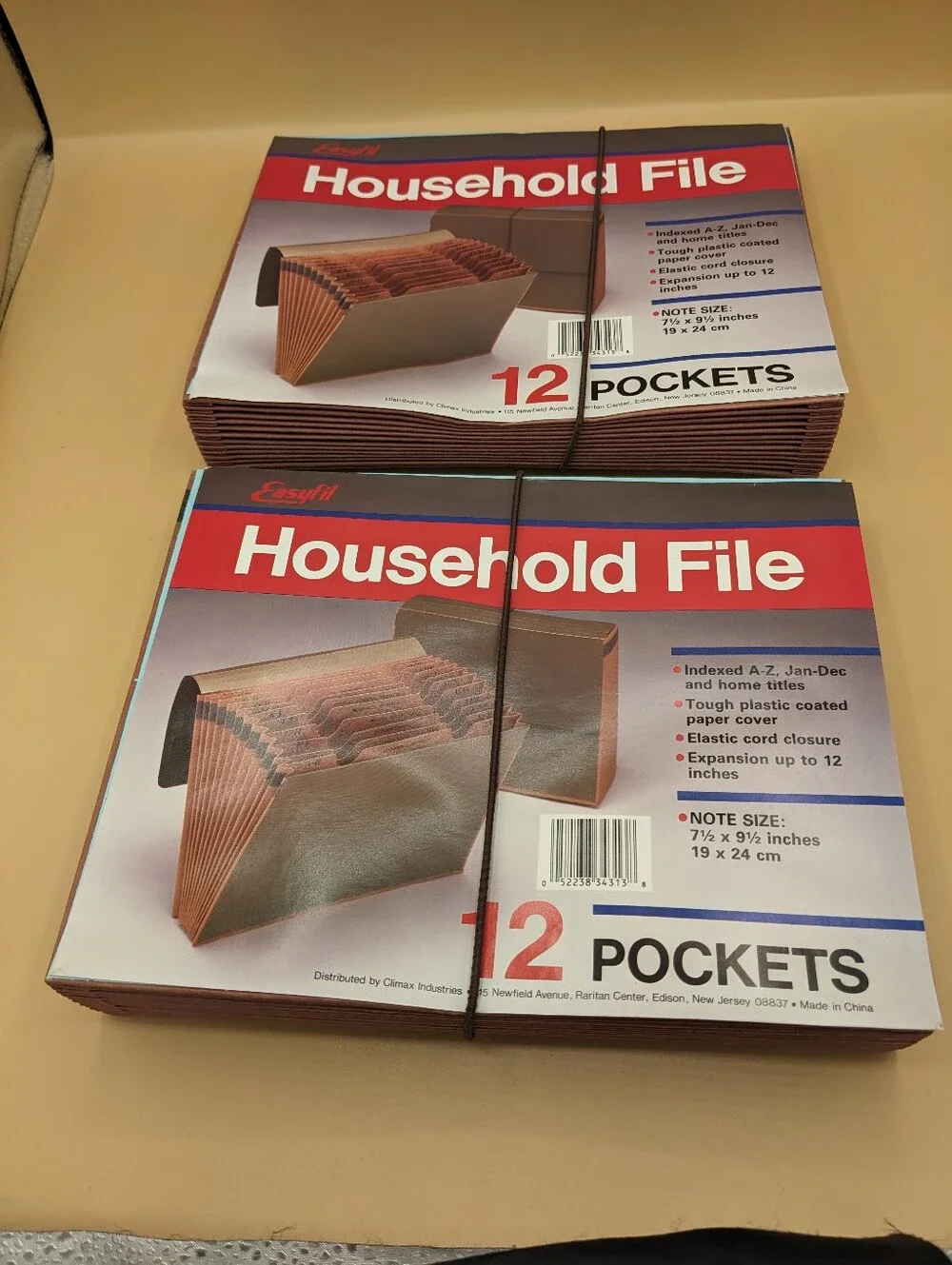 Vintage 2 Easfil 12 Pocket Indexed A-Z Jan-Dec Accordion File 7.5